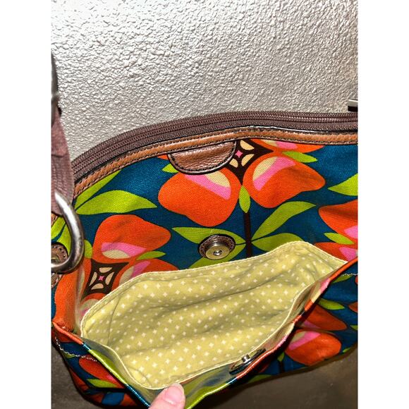 Fossil Key-Per Artsy Preppy Academia Apple Floral Crossbody Purse - Picture 3 of 7